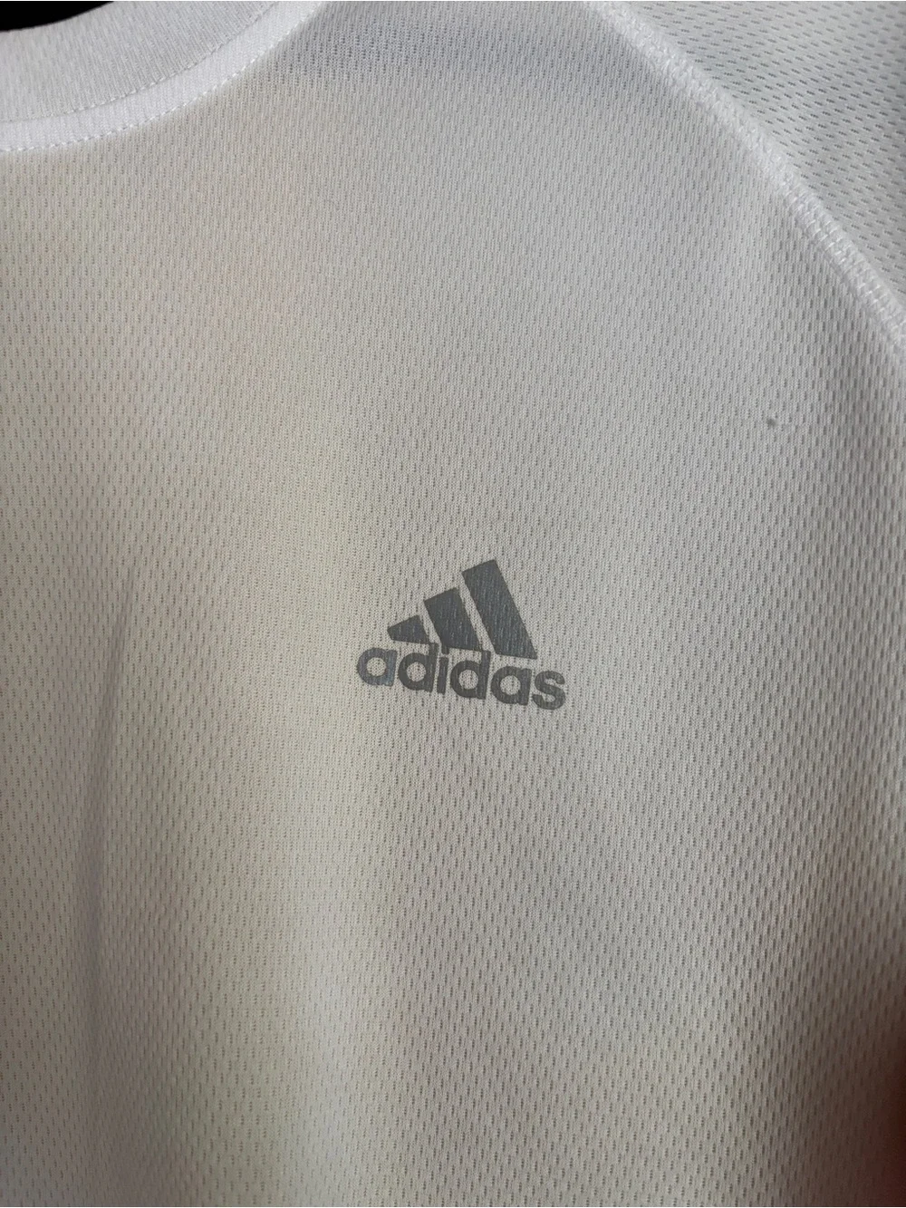 adidas Clima Cool Men’s White Short-Sleeve Athletic Tee with Yellow Accents